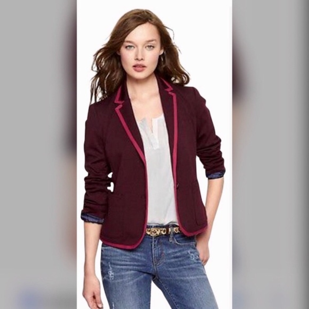 GAP Burgundy Red 2 Button Lined Academy Blazer 12
